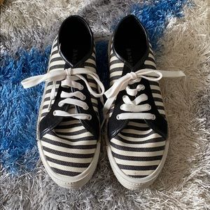 Black with White stripes Sneakers